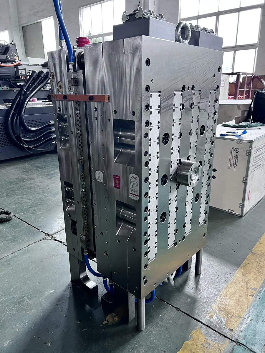Complete PET preform mold assembly in the workshop